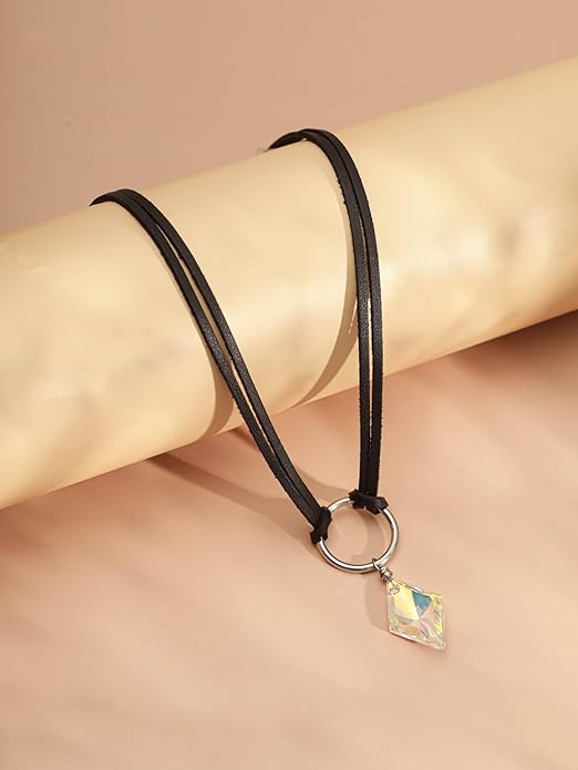 Sacina Crystal Black Choker for Women, Boho Gothic Necklace, Goth Choker Christmas Jewelry Gift