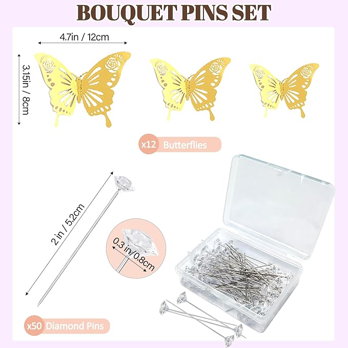 Yhsheen Rhinestone Brooches Crystal Brooch Pins, Pearl Crystal Wedding Bouquet kit Set