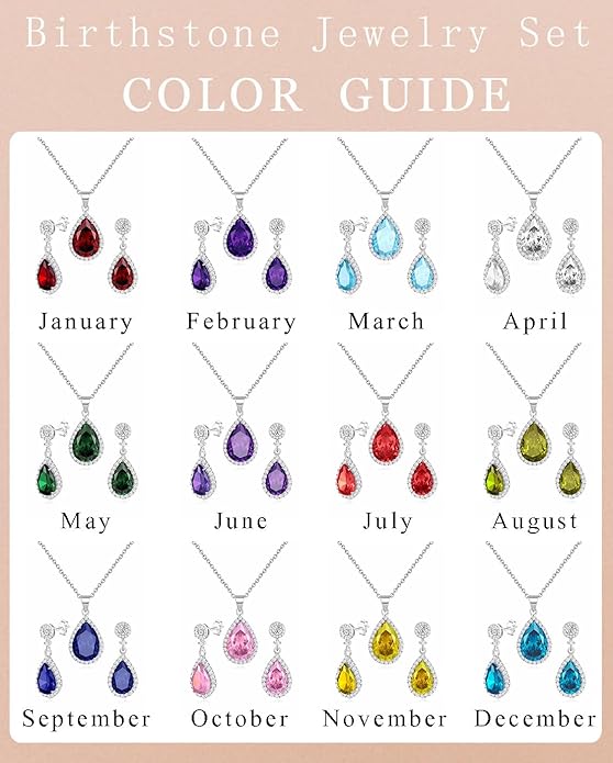 REASAYLL Jewelry Sets For Women 925 Sterling Silver Post Teardrop Dangle Stud Earrings Necklace Set Crystal Rhinestone Wedding Prom Costume Jewelry for Women