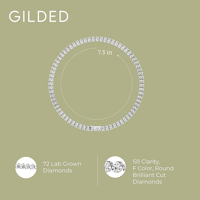GILDED 1-3 Cttw Round Lab Grown Diamond Diamond Tennis Bracelets for Women | Sterling Silver Bracelet | Fine Jewelry for Her | Timeless Design | Gift Box Included