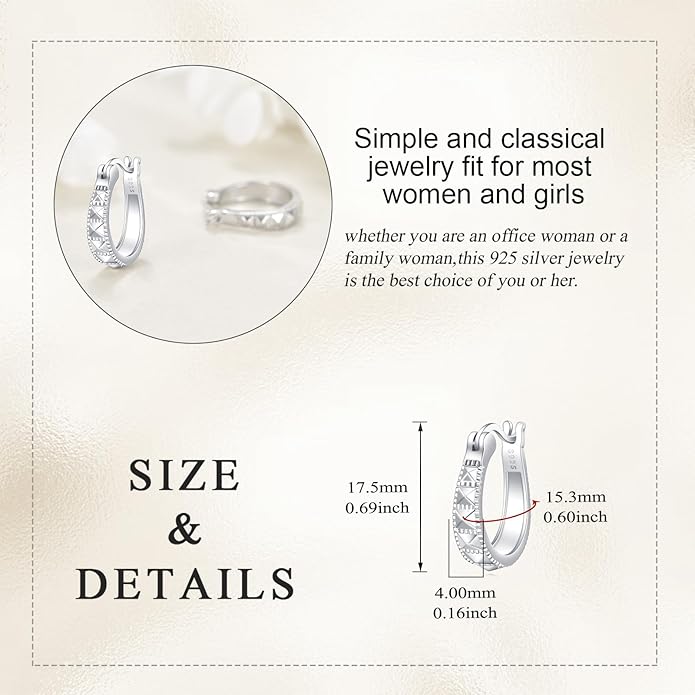 Sterling Silver Hoop Earrings Small Hoop Sun/Leaf/Triangle Huggie Earrings for Women Hypoallergenic