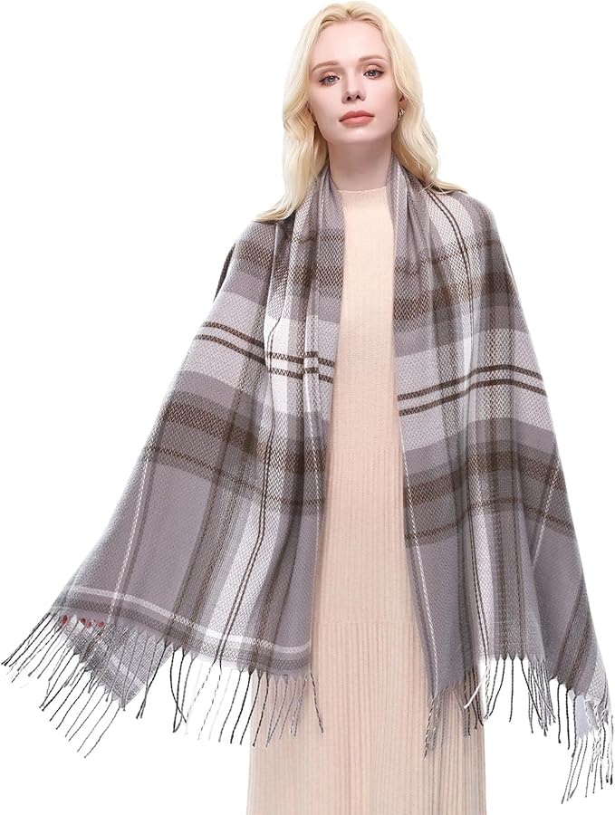 RIIQIICHY Plaid Scarf for Women Fall Winter Pashmina Scarves Wraps for Cold Weather Warm Large