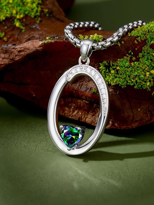 Christmas Gifts for Women Alphabet A to Z Initial Birthstone Pendant Necklaces for Women - 18k White Gold Plated Personalized Name Jewelry Valentine Mothers Day Birthday Gifts for Women Her Girlfriend