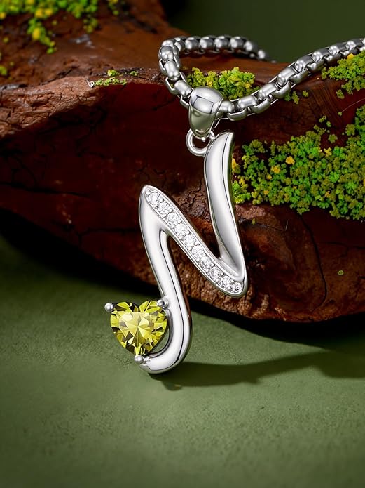 Christmas Gifts for Women Alphabet A to Z Initial Birthstone Pendant Necklaces for Women - 18k White Gold Plated Personalized Name Jewelry Valentine Mothers Day Birthday Gifts for Women Her Girlfriend