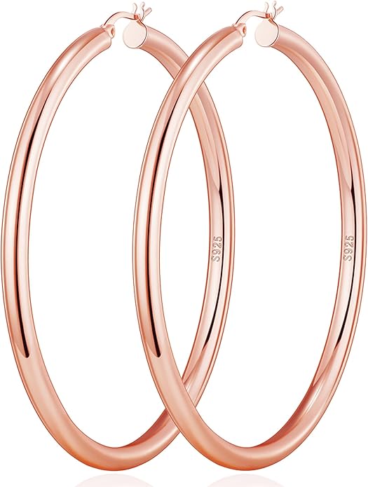 4mm Thick Gold Chunky Earrings Steling Silver Post Hoops Earrings For Women Hollow Tube Hoops Earrings Thick Gold Hoop Earrings Hypoallergenic Lightweight Gold Hoop Large Earrings 20/30/40/50/60MM