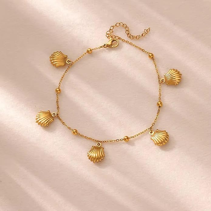 Lit Wall Gold Anklets for Women 18K Gold Plated Adjustable Summer Simple Foot Jewelry Ankle Bracelet for Women