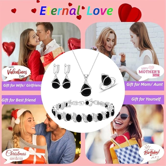 ZCGJWE Wedding Jewelry Set for Women Gem Necklace Earrings Bracelet Luxury Jewelry Set Birthday Valentine's Day Mother's Day Christmas Prom Jewelry Gift