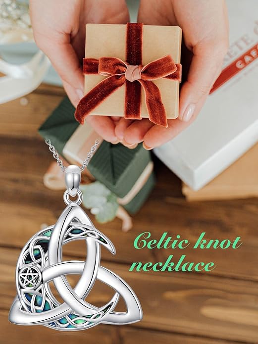 WINNICACA Christmas Gifts for Women Witches Knot Celtic Knot Necklace Sterling Silver Celtic Jewelry Protection Necklaces Irish Jewelry Birthday Gifts for Women Mom Wife Her