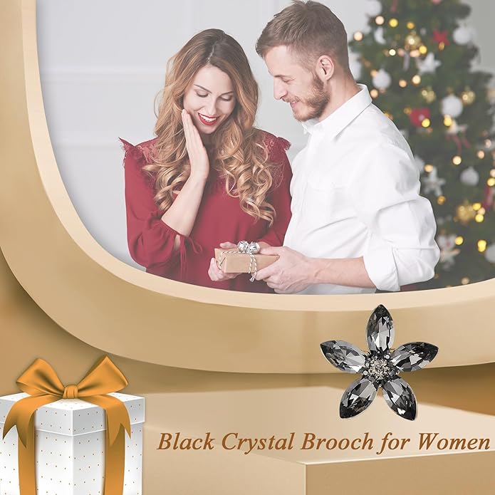 Flower Brooch for Women Girls Flower Rhinestone Brooch Gold Plated Lapel Pin Clothing Accessory Wedding Gift Fashion Jewelry for Mom Wife