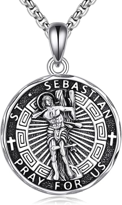 YFN Patron Saint Necklace Sterling Silver Amulet Medal Pendant Religious Protector Jewelry Gifts for Women Men