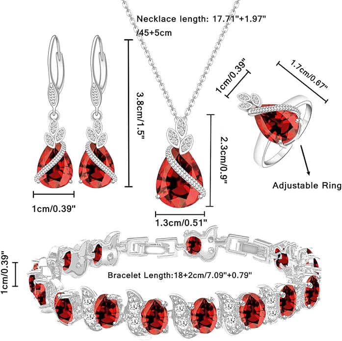 ZCGJWE Wedding Jewelry Set for Women Gem Necklace Earrings Bracelet Luxury Jewelry Set Birthday Valentine's Day Mother's Day Christmas Prom Jewelry Gift