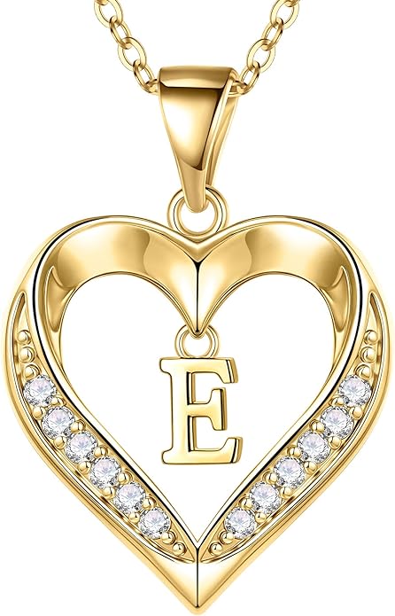 Turandoss Heart Initial Necklaces for Women - Dainty 14K Gold Plated CZ Heart Pendant Necklace with Tiny Letter A-Z, Non Tarnish Waterproof Trendy Jewelry Gifts for Mom Wife Girlfriend