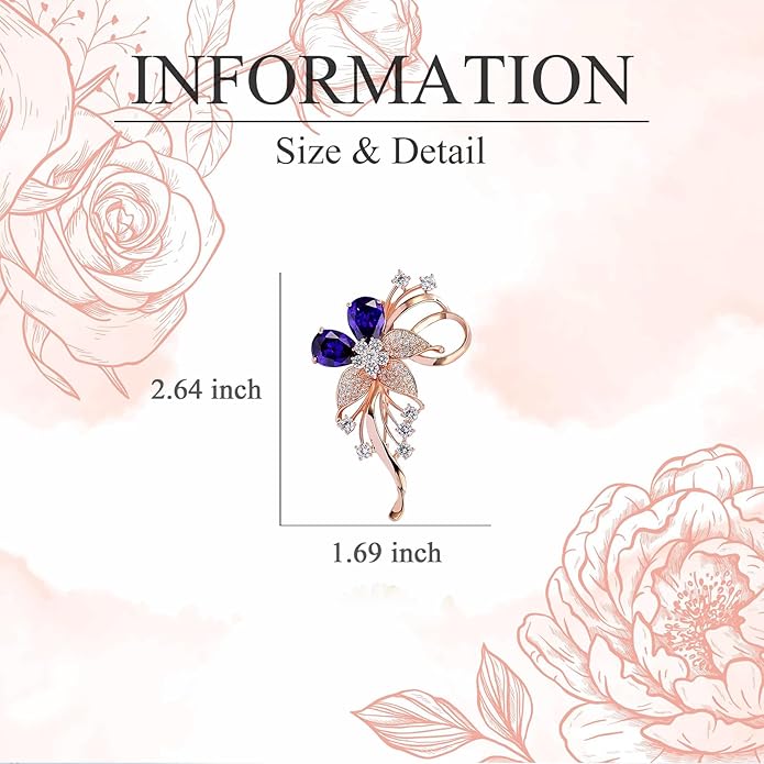 Flower Brooch for Women Girls Flower Rhinestone Brooch Gold Plated Lapel Pin Clothing Accessory Wedding Gift Fashion Jewelry for Mom Wife