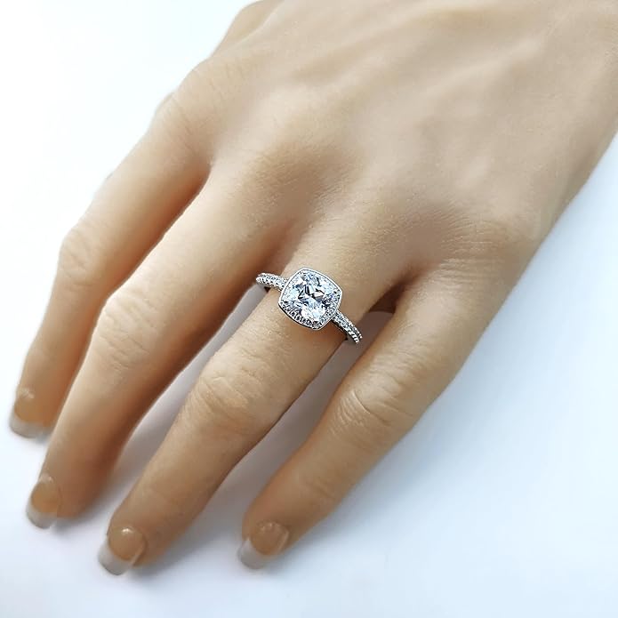 NANA Jewels Sterling Silver Engagement Rings for Women - Choose Simulated Morganite, Citrine, Aquamarine & More
