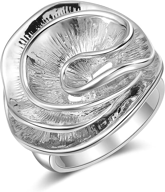 Mytys Cocktail Rings for Women Fashion 18K Gold Plated & Silver Flower Statement Ring Wedding Engagement Party Jewelry Gift