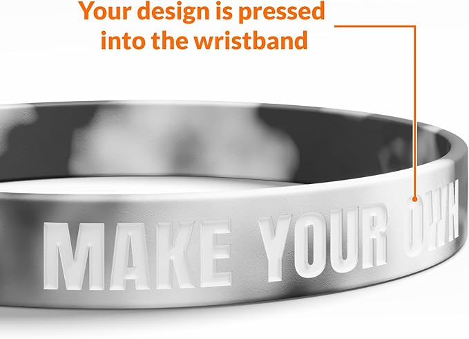 Custom Wristbands For Events, Fundraisers & Promotions | Add Text, Icons, & Logos | Bulk Rubber Bracelets | Classic 1/2” | 100% Silicone