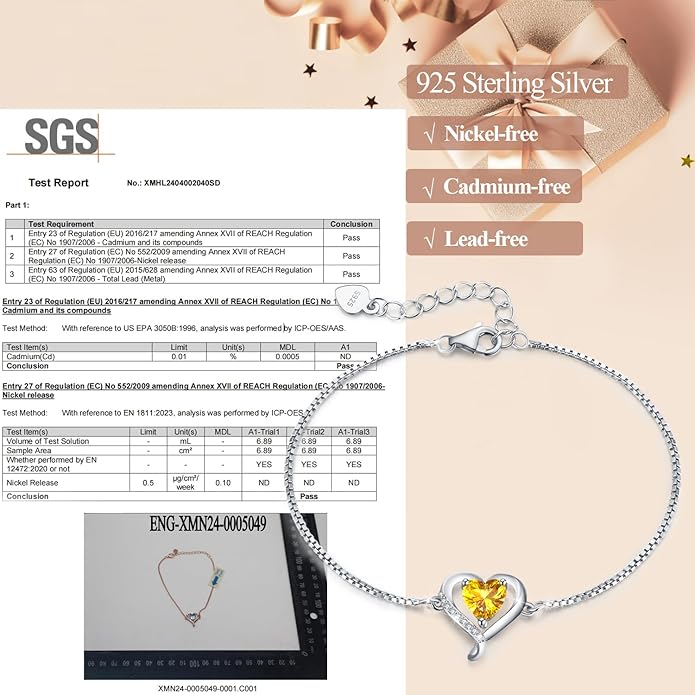 LAVUMO Love Heart Bracelets for Women 925 Silver Charm Birthstone Bracelet Adjustable Anniversary Birthday Jewelry Gifts for Women Girlfriend Wife Daughter Mom Her