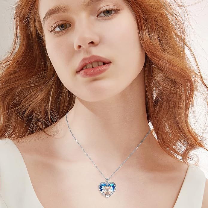 POPKIMI 925 Sterling Silver Sister Necklace - Birthday Gift for Sisters, Mom, Daughter - Always My Sister Forever My Friend Crystal Necklace for 2/3/4/5 Sisters