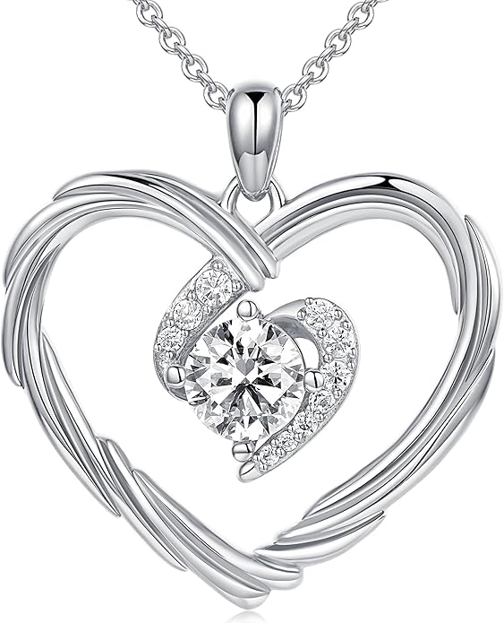 G&GEMSJEW 18K Gold Heart Birthstone Necklaces for Women, S925 Sterling Silver Jewelry Birthday Gifts for Women Wife Girlfriend Mom, Anniversary Christmas Valentines Gifts
