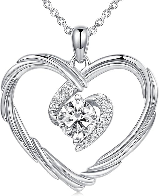 G&GEMSJEW 18K Gold Heart Birthstone Necklaces for Women, S925 Sterling Silver Jewelry Birthday Gifts for Women Wife Girlfriend Mom, Anniversary Christmas Valentines Gifts