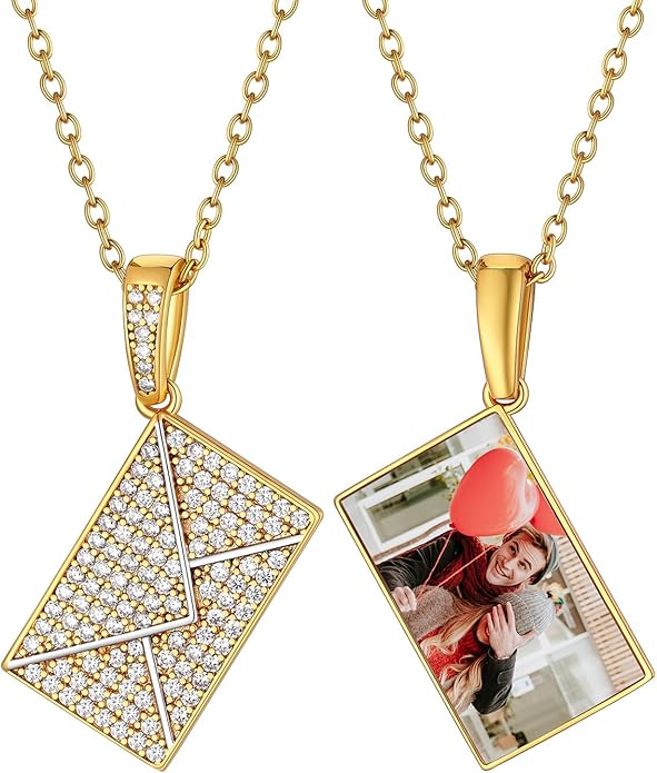Supcare Locket Necklace That Holds Pictures-Engraved Photo Pendant Custom Jewellery Gifts for Men Women (with Jewellery Gift Box)