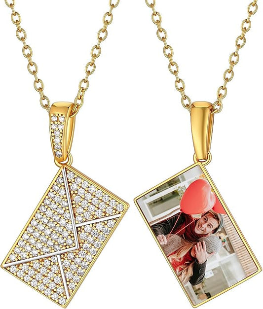 Supcare Locket Necklace That Holds Pictures-Engraved Photo Pendant Custom Jewellery Gifts for Men Women (with Jewellery Gift Box)