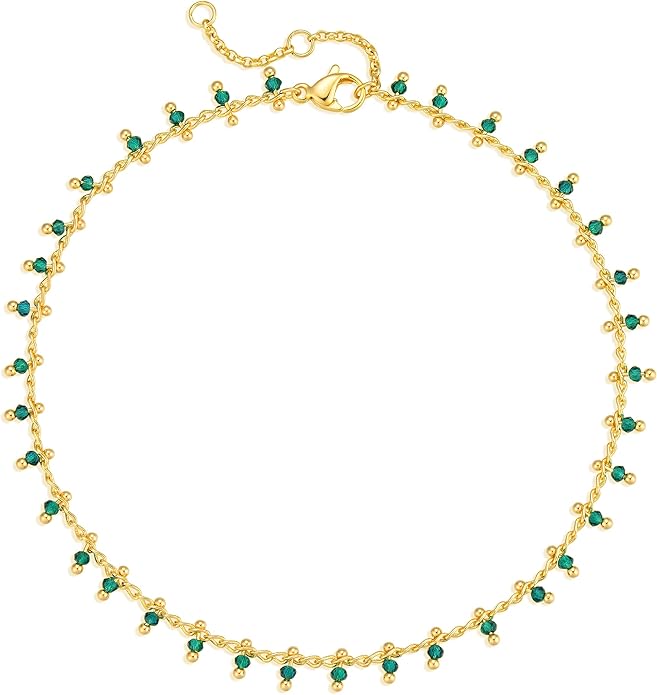 MTMY Gold Anklets for Women 14K Gold Plated Tiny Bead Anklet Colorful Tassel Foot Chain Dainty Adjustable Cute Summer Beach Boho Anklets Jewelry Gift