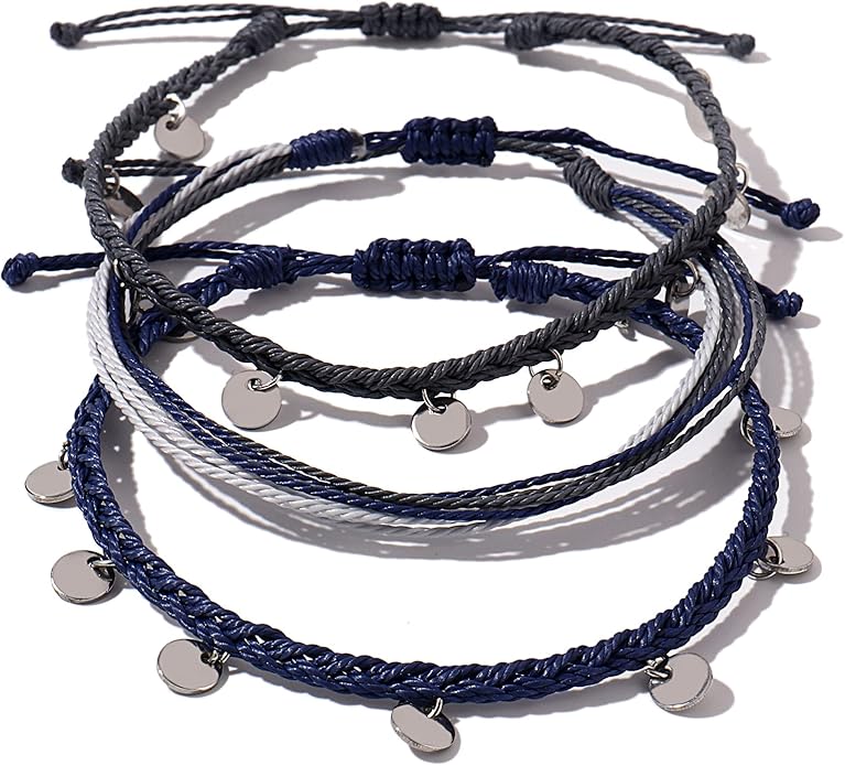 FANCY SHINY String Ankle Bracelets Waterproof Rope Anklets Braided Beach Boho Coin Anklets Cute Friendship Foot Jewelry for Women