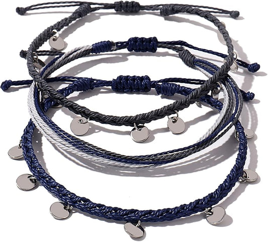 FANCY SHINY String Ankle Bracelets Waterproof Rope Anklets Braided Beach Boho Coin Anklets Cute Friendship Foot Jewelry for Women