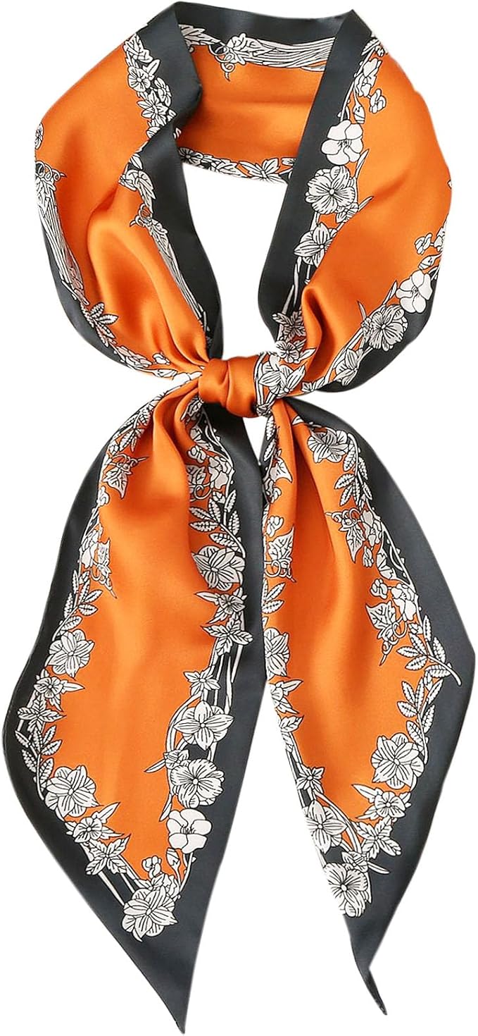 Hioyiwse Head Scarf Hair Neck Scarves For Women Purse Bag Scarfs For Handbags Silky Long Thin Satin Headscarf Fashion