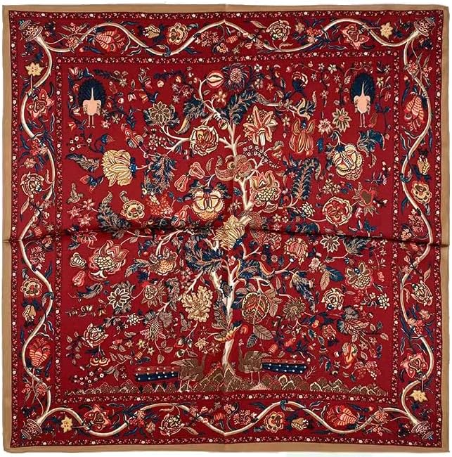 ANDANTINO 100% Mulberry Silk Square Scarf for Hair-25.6" X25.6'' Women Men Natural Silk Neckerchief Digital Printed Headscarf