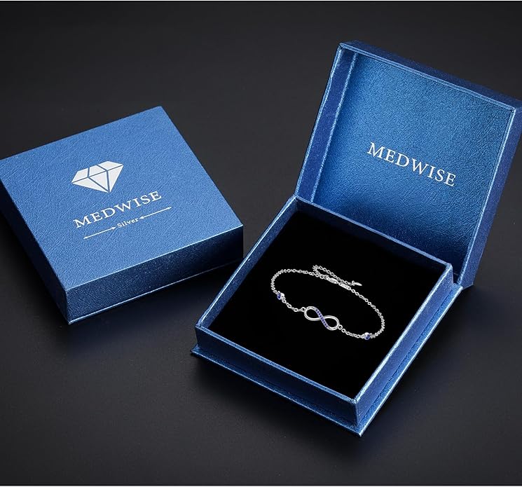 MEDWISE Womens Infinity Anklet Bracelet 925 Sterling Silver Endless Love Symbol Ankle Bracelet Adjustable Plus Size Large Bracelet Gifts for her Mother’s Day Gifts
