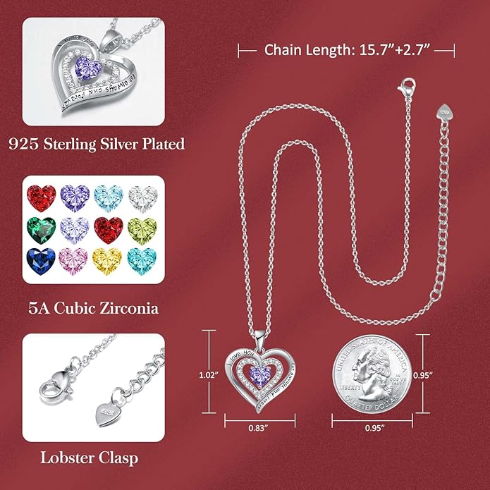 REDBEE Necklaces for Women Birthstone Heart Necklace Jewelry for Wife Girlfriend Woman Necklace