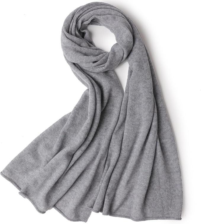 WASALUYA 100% Cashmere Scarf for Women - Knitted Lightweight Travel Wrap, Soft Large Shawl, 71x24 Inches, Luxury Gift