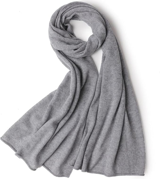 WASALUYA 100% Cashmere Scarf for Women - Knitted Lightweight Travel Wrap, Soft Large Shawl, 71x24 Inches, Luxury Gift