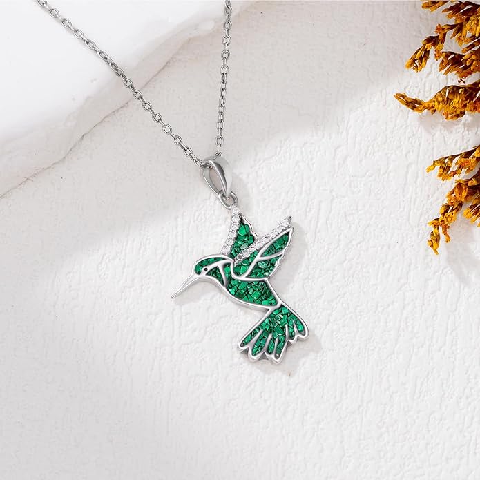 Dove/Hummingbird/Red Cardinal Necklace 925 Sterling Silver Turquoise/Opal/MoonStone/Malachite Bird Necklace Dove Pendant Jewelry for Women Men