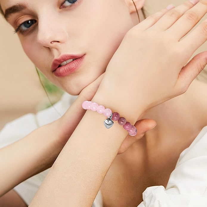 VIBILIA Cross Beaded Bracelets for Women, Inspirational Natural Heart Religious Bracelets for Women, Birthday Christian Gifts for Women on Thanksgiving Christmas Gifts