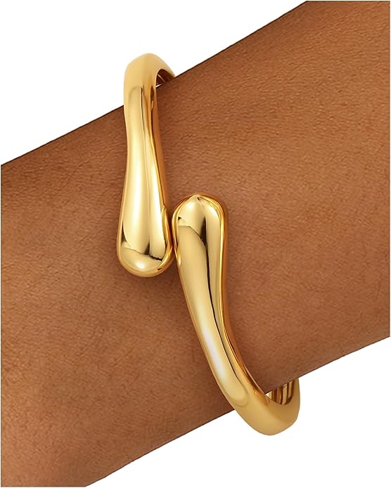 HMGADN Chunky Gold Bangle Bracelets for Women, Gold Twist Cuff Bracelet Trendy Stackable Bangles Set Fashion Jewelry Gifts