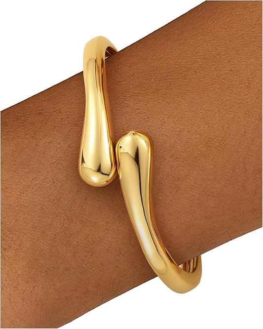 HMGADN Chunky Gold Bangle Bracelets for Women, Gold Twist Cuff Bracelet Trendy Stackable Bangles Set Fashion Jewelry Gifts