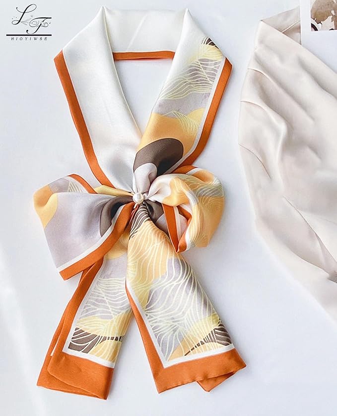 Hioyiwse Head Scarf Hair Neck Scarves For Women Purse Bag Scarfs For Handbags Silky Long Thin Satin Headscarf Fashion