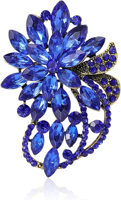 Vintage Crystal Flower Brooch Pin Sparkling Rhinestone Flower Brooch Lapel Pin Elegant Wedding Broachs Pin Clothing Hat Bag Dress Brooch Jewelry for Women