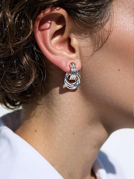 Trendy 14K Gold Plated Knot Earrings are Thick and Charming Pendant Earrings for Women They are Lightweight Hypoallergenic Fashion Accessories Jewelry Gifts for Women