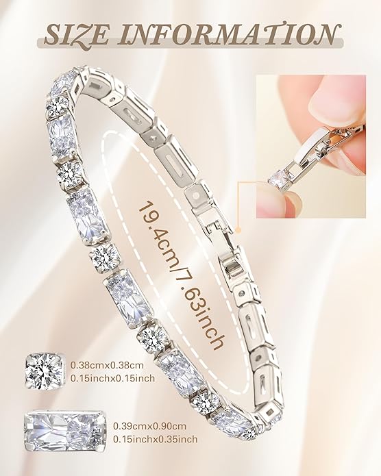 Tennis Bracelets for Women, 14K Gold Plated Diamond Bracelet, Cubic Zirconia Dainty Gold Bracelet for Women, Gifts Jewelry for Women