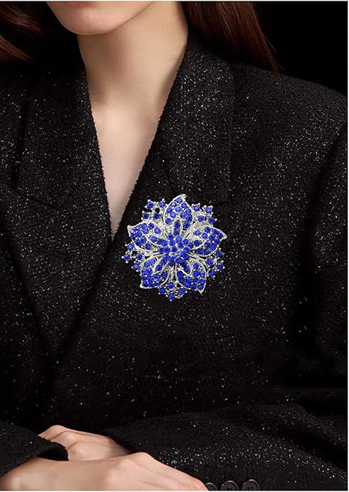Rhinestone Bauhinia Flower Brooch Pin - Elegant Clothing Accessory for Women - Big Crystal Flower Brooch for Christmas, Halloween, Birthday, Party, Wedding Costume Jewelry