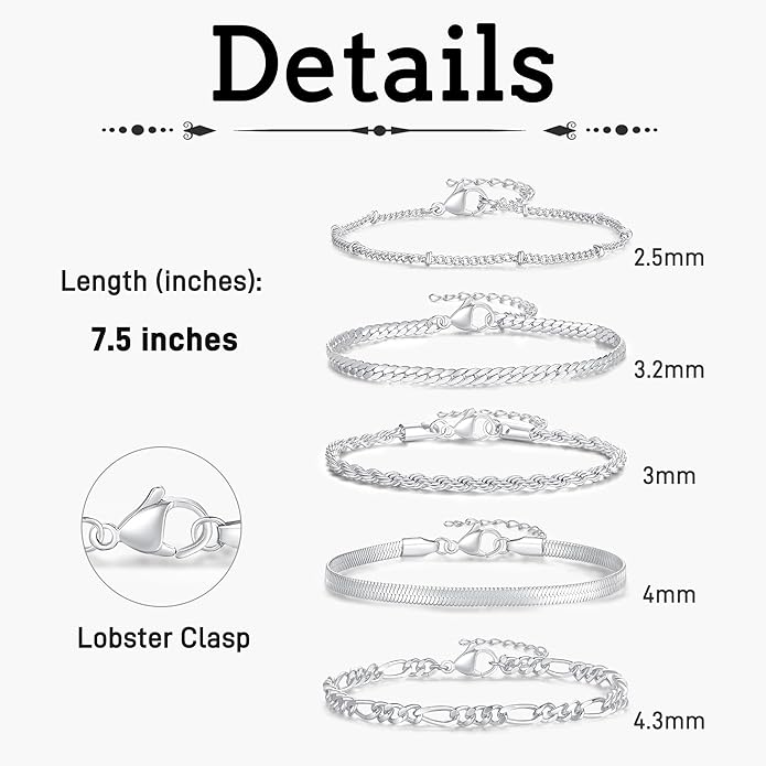 XIANNVXI Gold Plated Bracelets for Women Adjustable 14K Dainty Gold Bracelet Stack for Women Stackable Cuban Link Paperclip Chain Bracelet Set 5PCS Cute Trendy Bracelets for Present