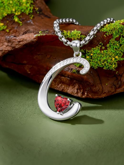Christmas Gifts for Women Alphabet A to Z Initial Birthstone Pendant Necklaces for Women - 18k White Gold Plated Personalized Name Jewelry Valentine Mothers Day Birthday Gifts for Women Her Girlfriend
