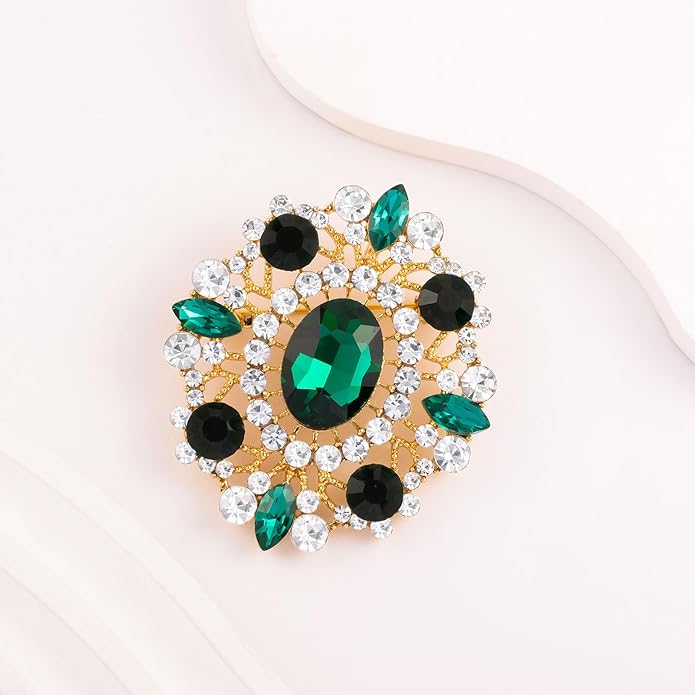 LAXPICOL Vintage Clear Austrian Crystal Brooch Pin for Women Elegant Wedding Bridal Brooches Broach Pin 1.69"*1.39"