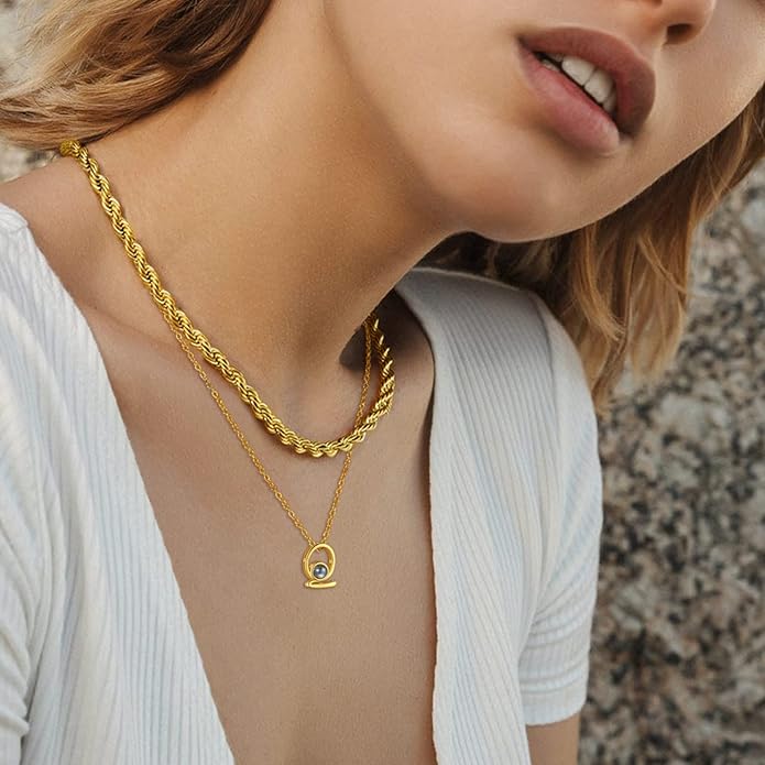 Custom4U Personalized Initial Picture Necklace for Women, Projection Necklace with Picture Inside, Gold/Silver Letter Pendant Necklace, Custom Photo Gifts for Mom Wife Birthday Valentines