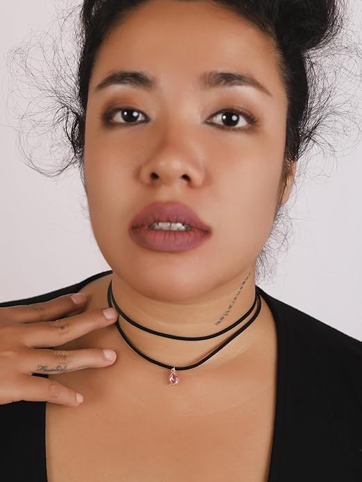 Sacina Layered Black Choker Necklace, Glass Teardrop Chocker, Black Necklace, Gothic Goth Boho Choker, Christmas Jewelry Gift For Women