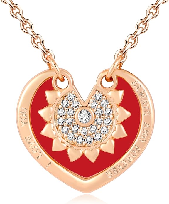 RONYOSTING Multi-Style Love Heart Necklace with Birthstone,14k White Gold Plated Sliver|Bow Pendant Necklaces for Christmas, Dainty Gifts for Birthday Valentine